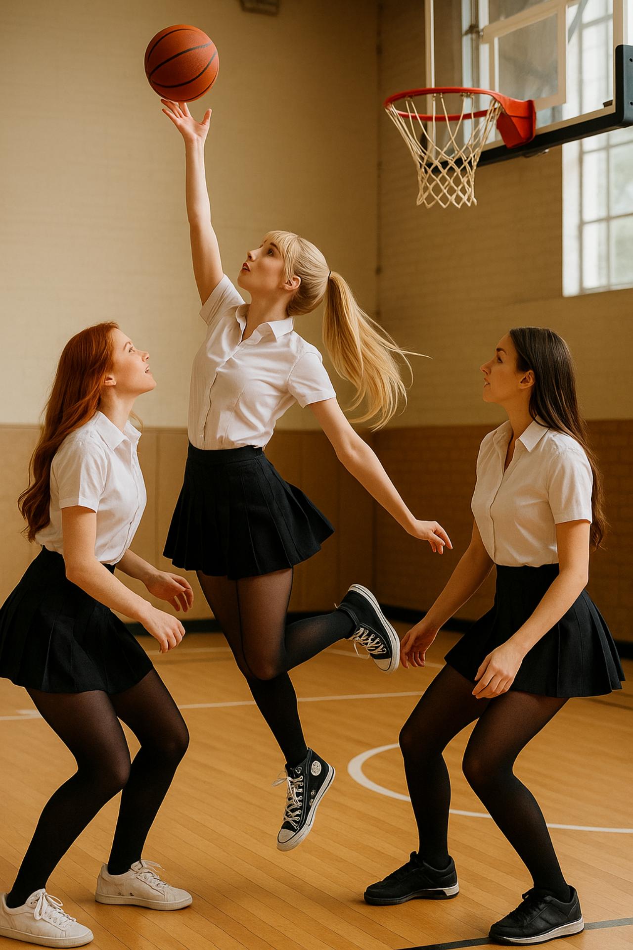 Basketbol Heyecani Icindeki Uclu